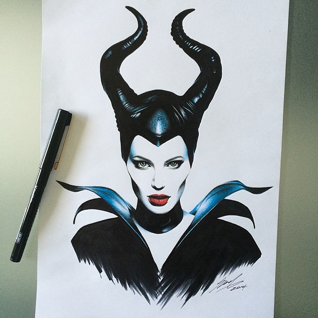 maleficent color marker drawings by stephen ward