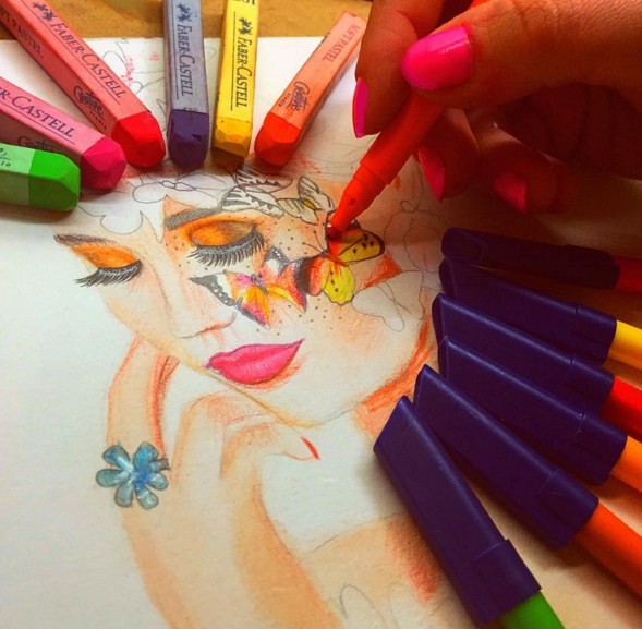 woman color pencil drawings by elcy faddoul