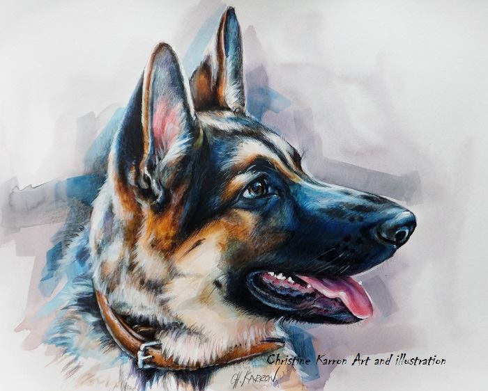 dog watercolor paintings by christine karron