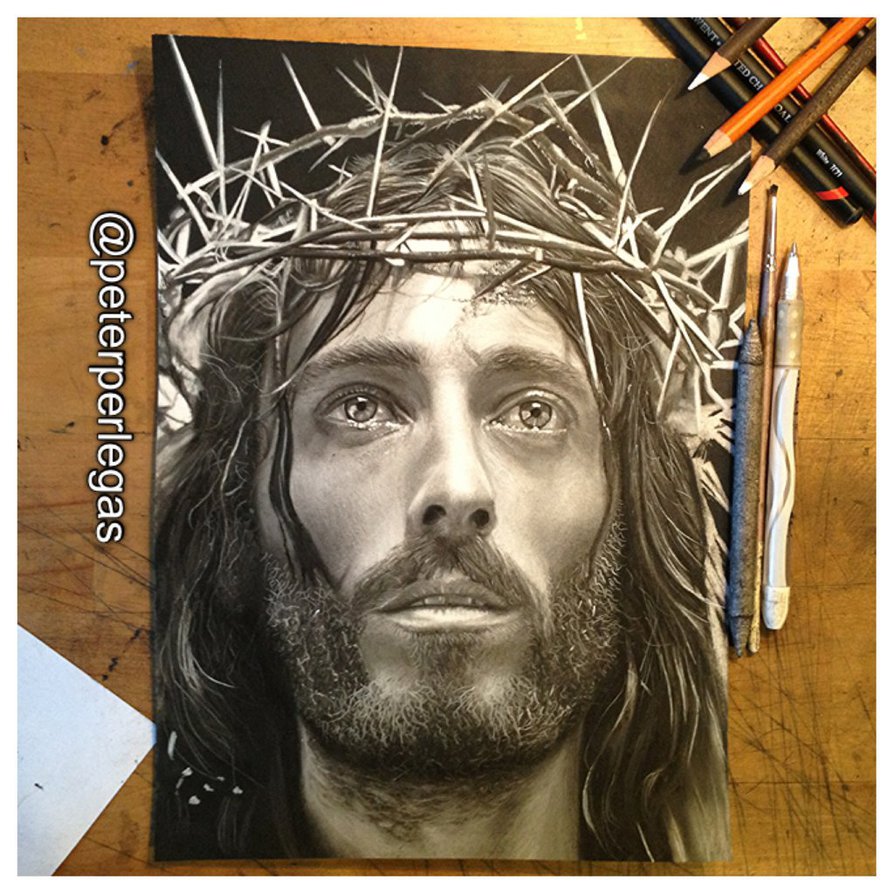 realistic drawings jesus nazareth peter perlegas
