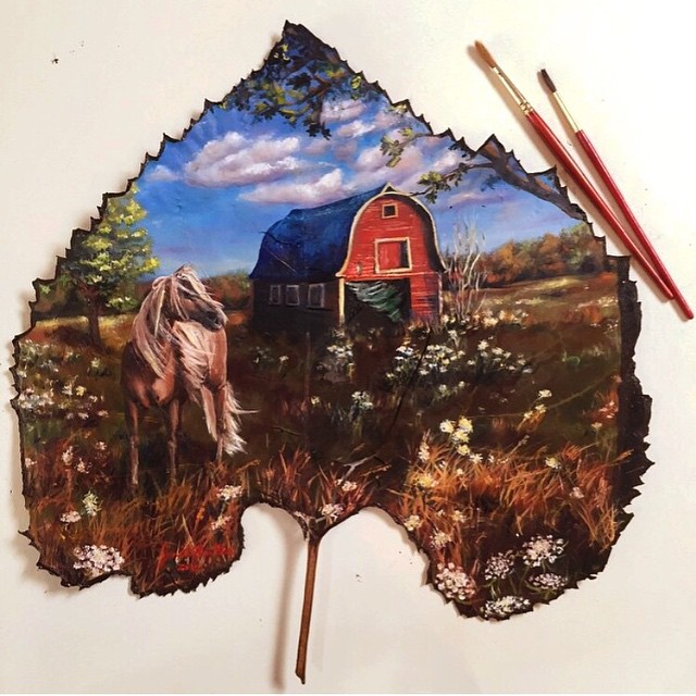 house creative painting leaf by janette rose