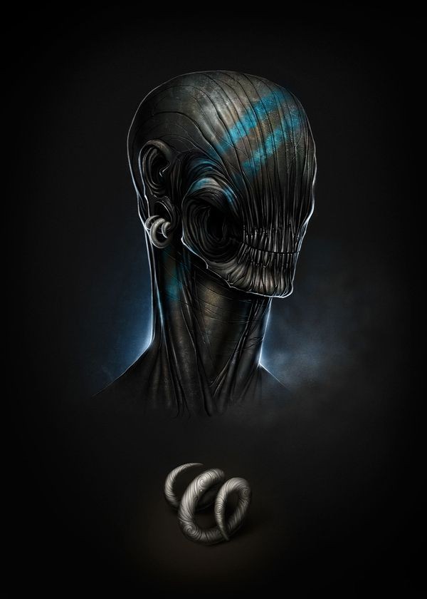 skull digital iluustration by alexander fedosov