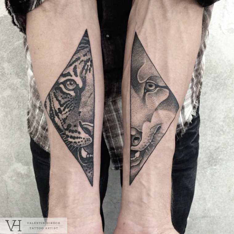 split animal hand tattoos by valentin hirsch