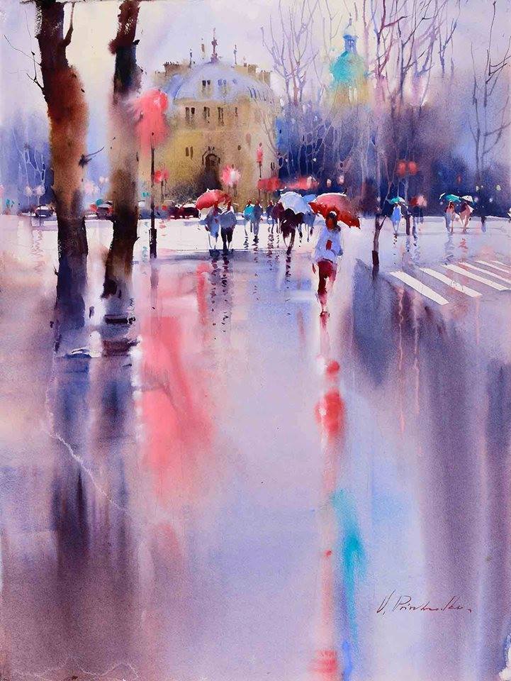 street watercolor paintings by victoria prischedko