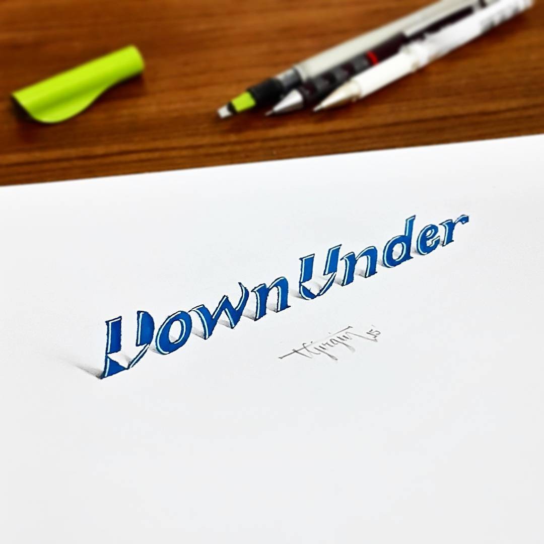 downunder 3d calligraphy drawings by tolga