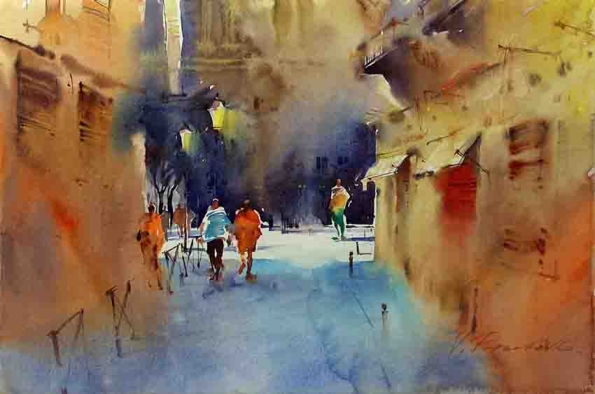 street watercolor paintings by victoria prischedko