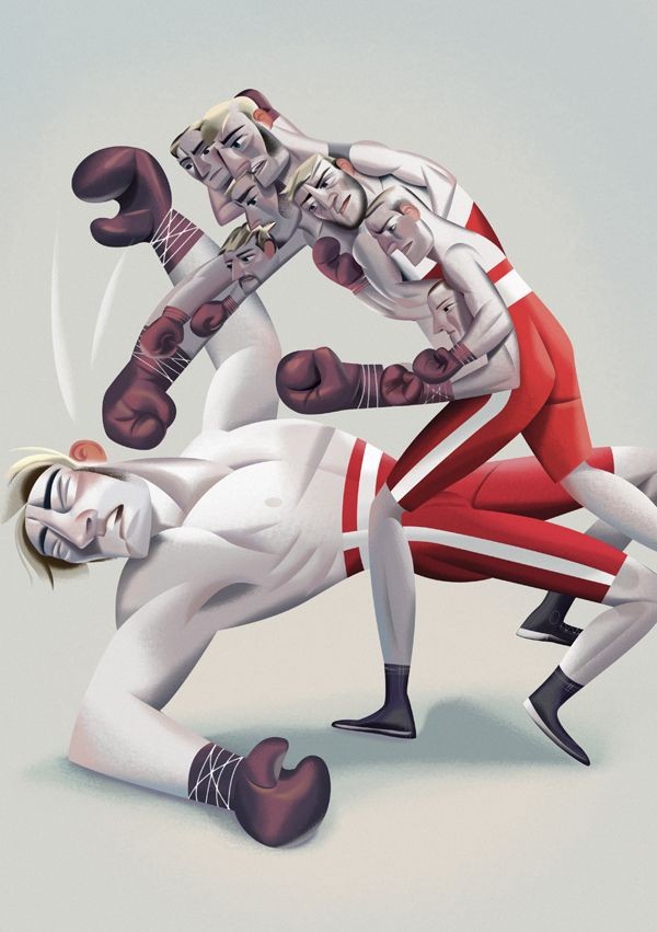boxing funny digital illustration by nigel buchanan