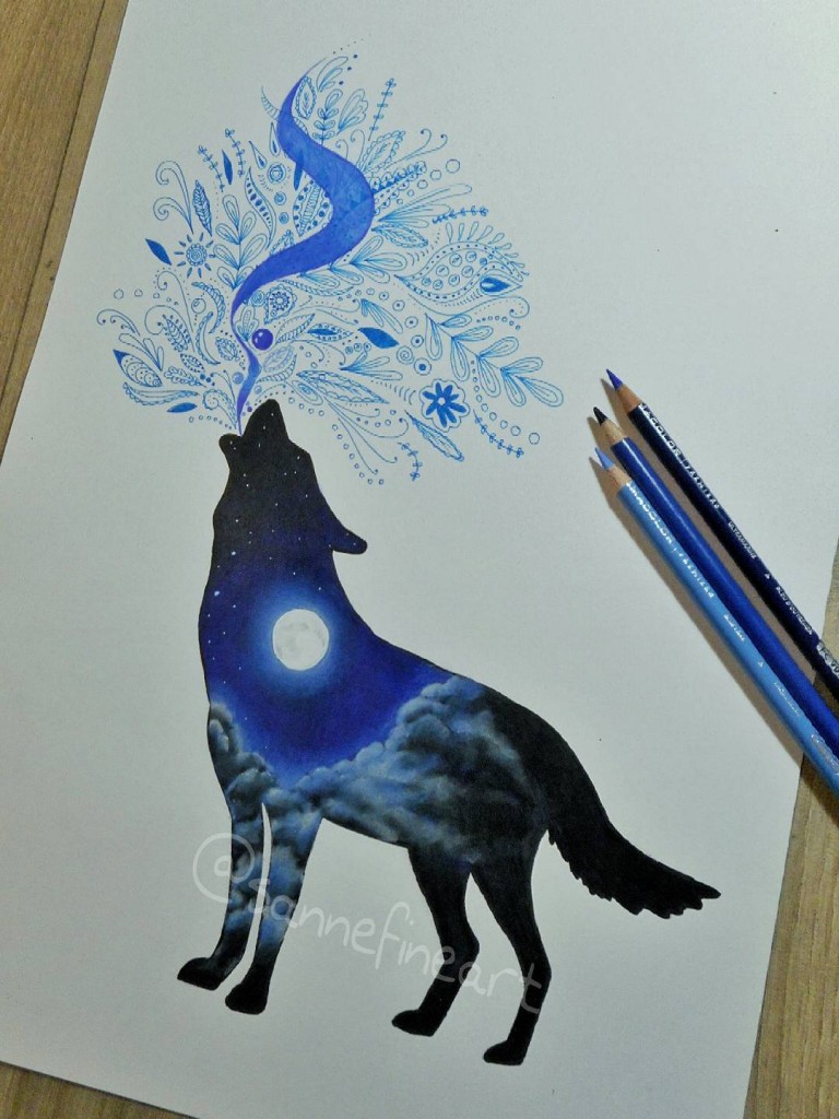 fox coolor pencil drawings by sanne