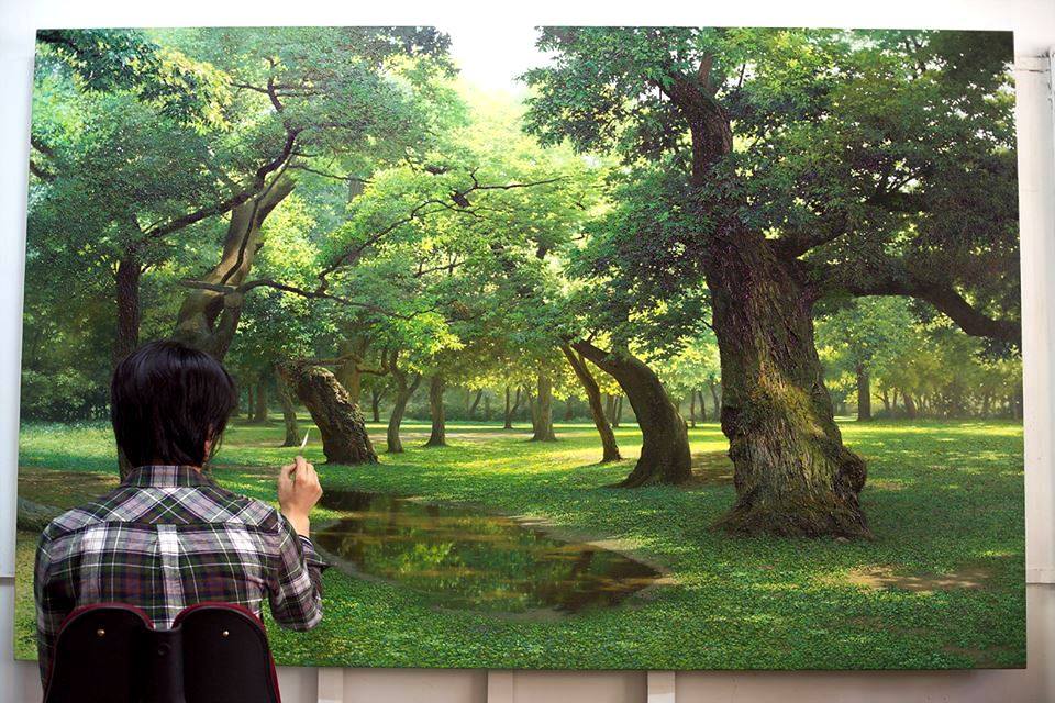 nature realistic scenery painting by jung hwan