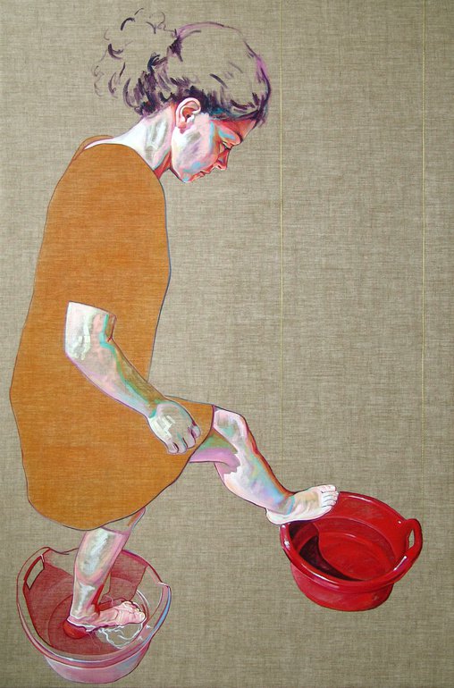 woman portrait acrylic painting by cristina troufa
