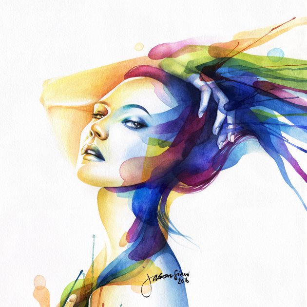 25 woman watercolor paintings by jason siew
