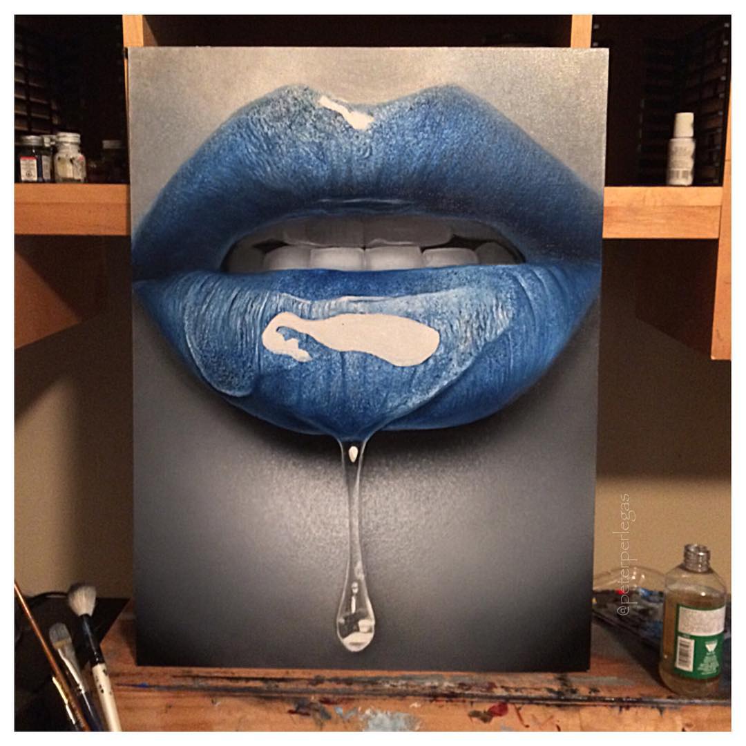 hyper realistic painting lips peter perlegas