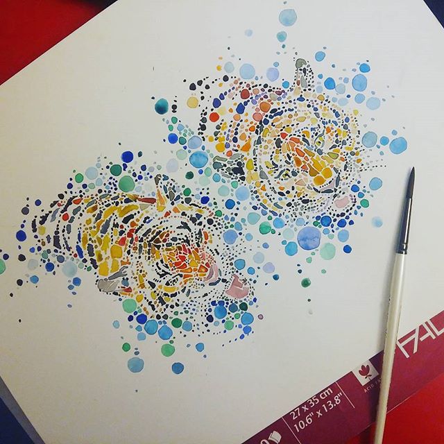 tigers watercolor painting by anaensh