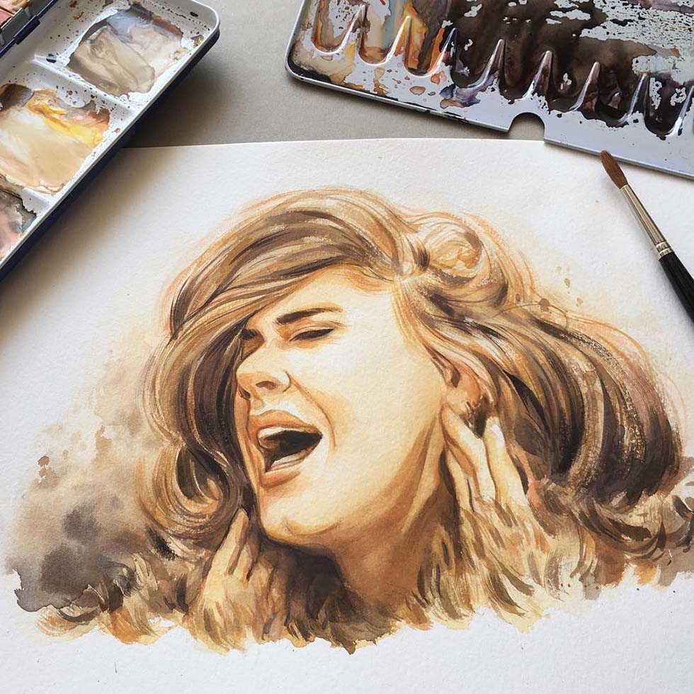 3 watercolor paintings by leow