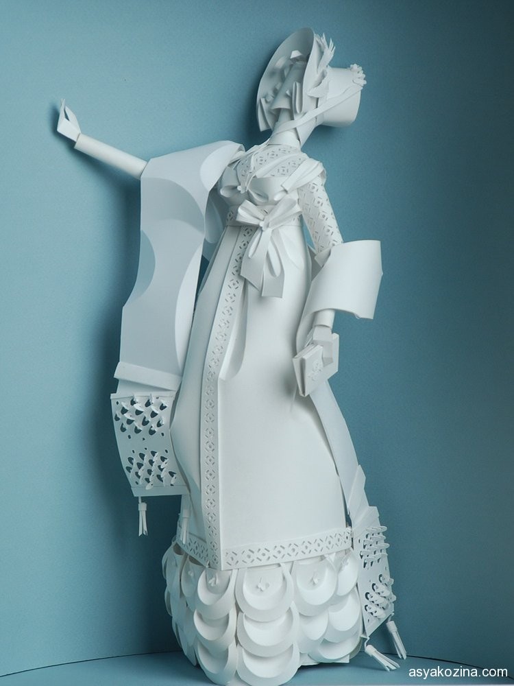 3 woman paper sculptures by asya kozina