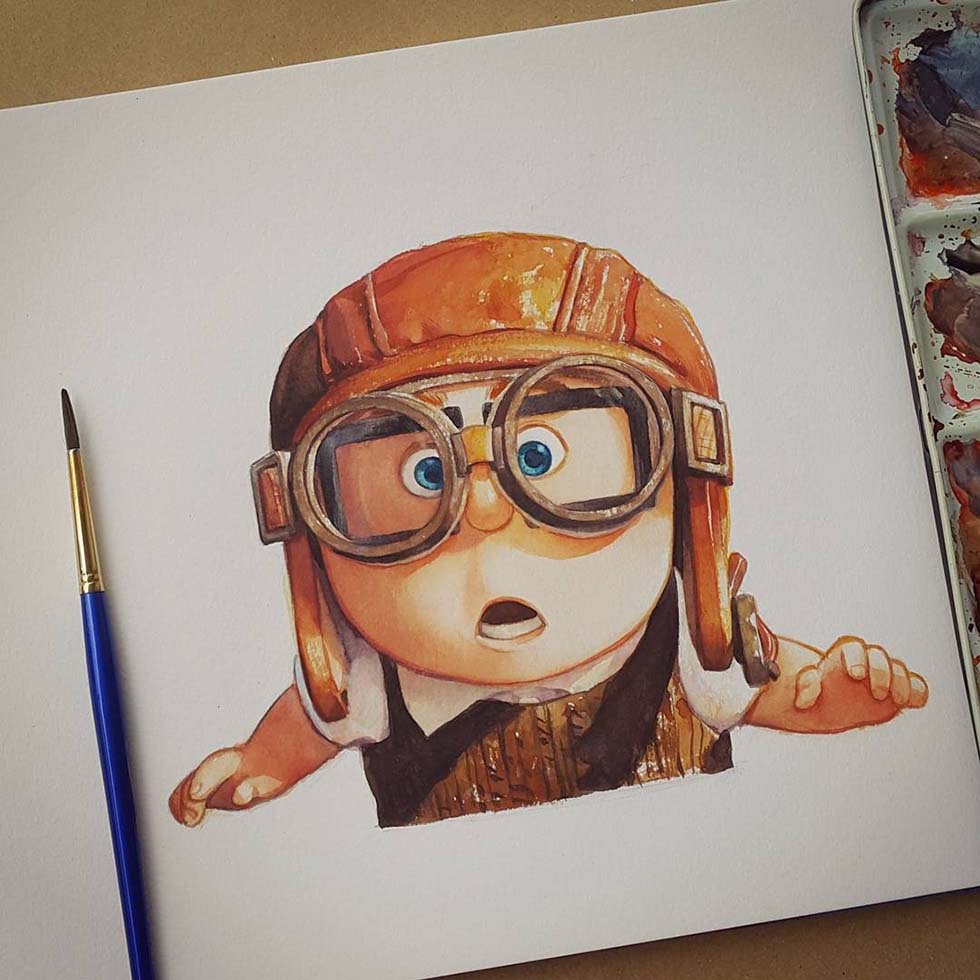 4 watercolor paintings by leow