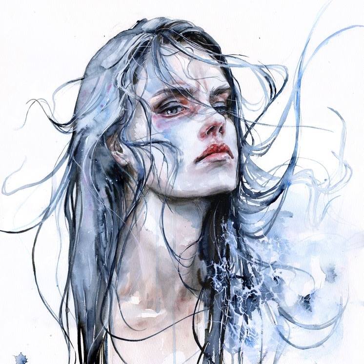 woman watercolor paintings by agnes cecile