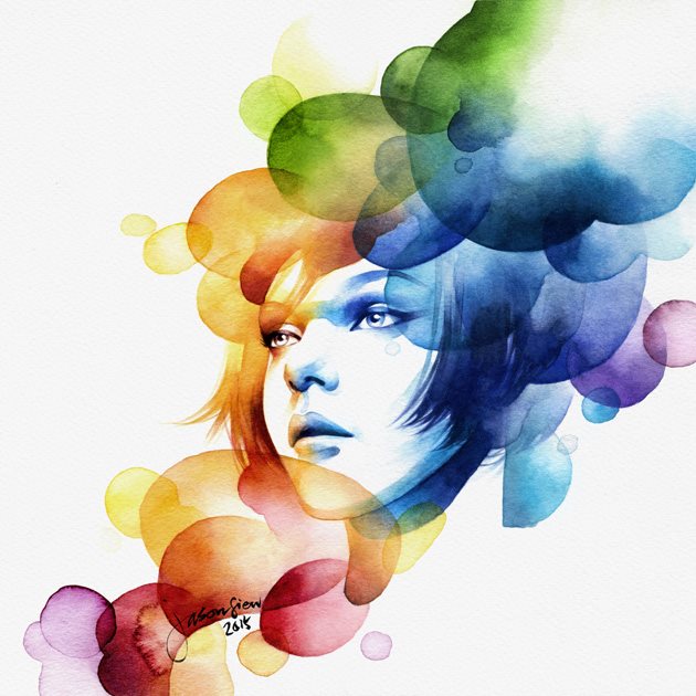 4 woman watercolor paintings by jason siew