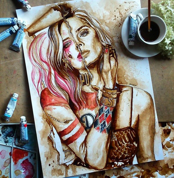5 coffee art painting by nuriamarq