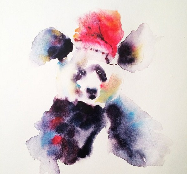 panda colorful watercolor paintings by liviing