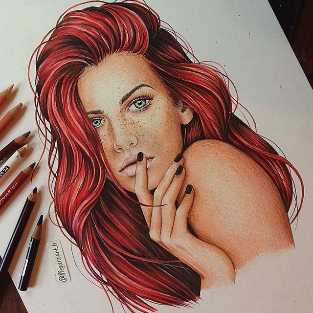 Color Pencil Drawings by Megan Renee | 5 woman color pencil drawing by  megan renee