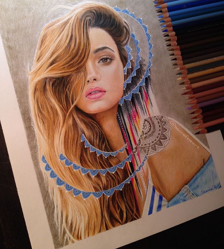 woman color pencil drawings by sanne