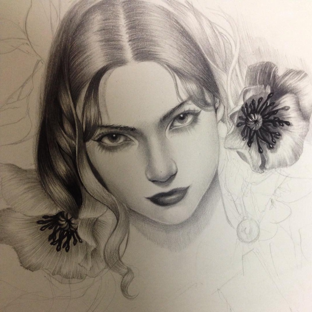 woman pencil drawing by siyoung