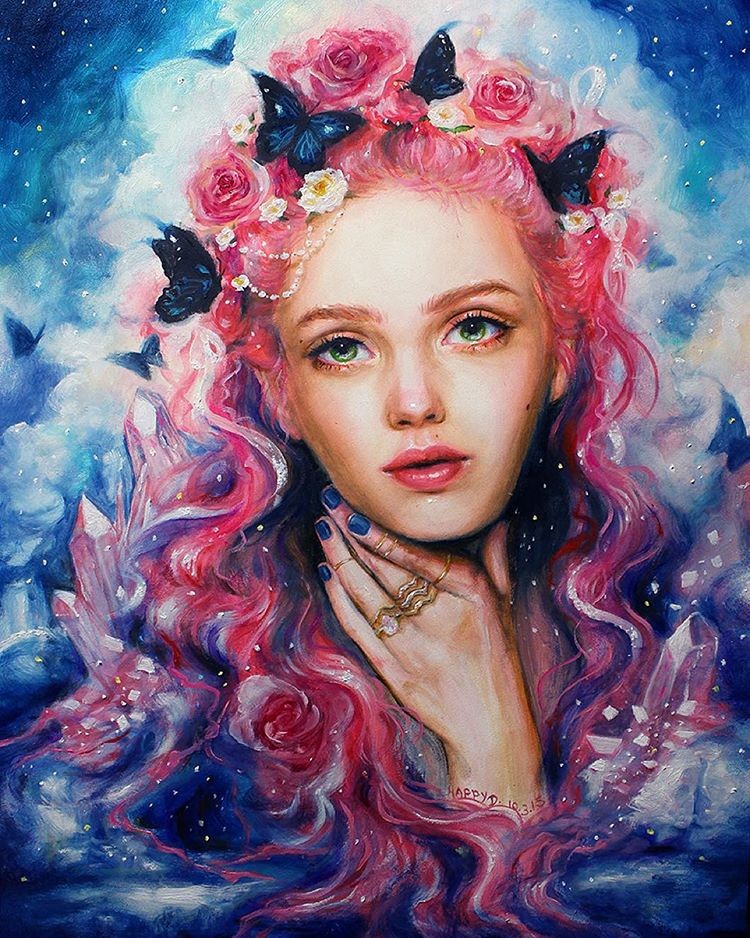 6 lady colorful paintings by happy d