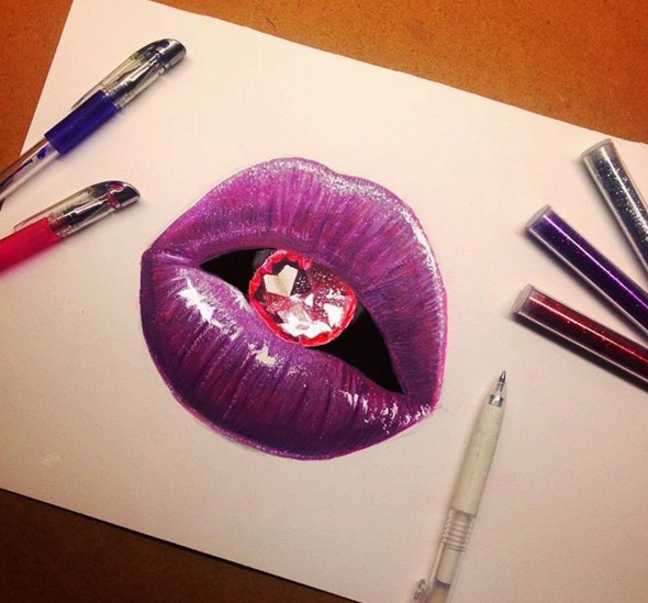 6 lips color pencil drawings by elcy faddoul