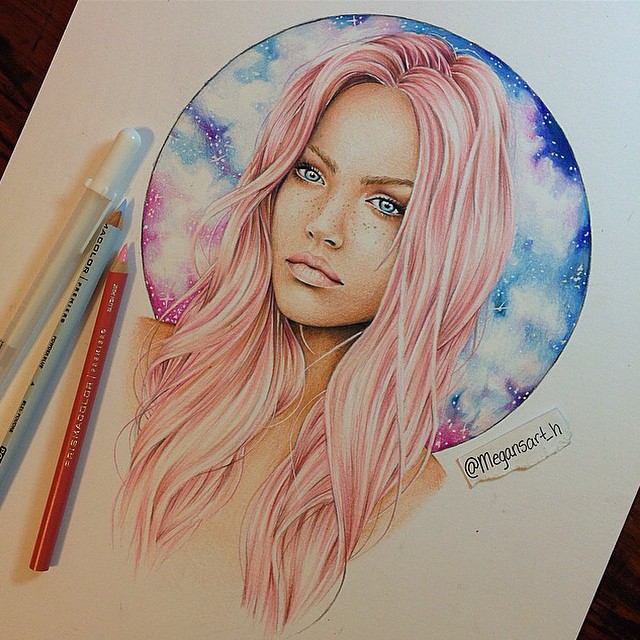 woman color pencil drawing by megan renee