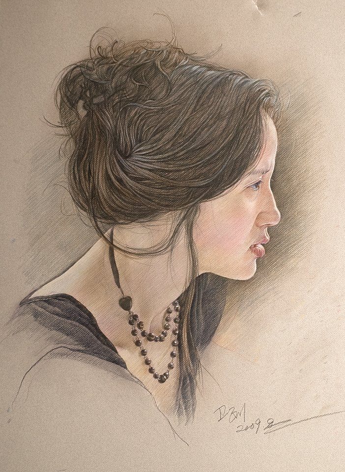 woman color pencil drawing by william wu