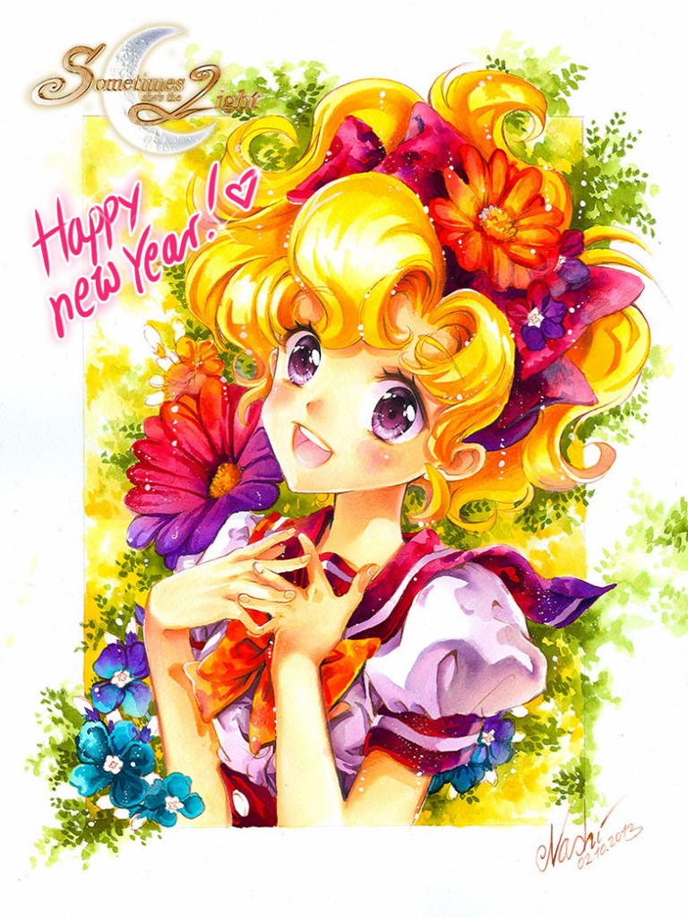 flower manga drawings watercolor paintings by naschi