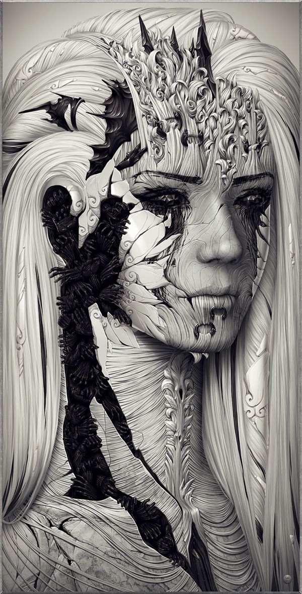 woman digital iluustration by alexander fedosov