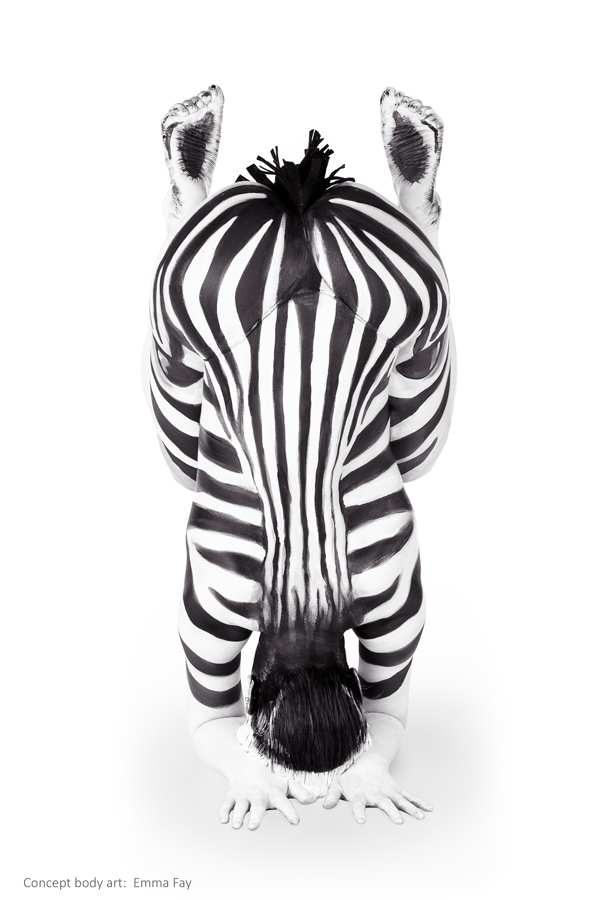 zebra body painting art by emma fay