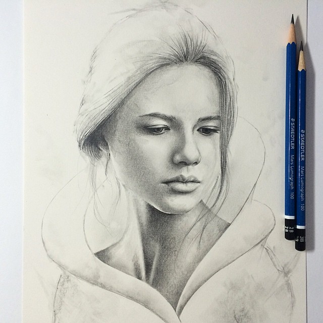 8 woman pencil drawings by nicolaus ferry