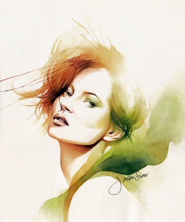 8 woman watercolor paintings by jason siew