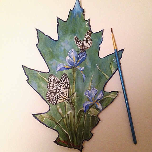 9 butterfly creative painting leaf by janette rose