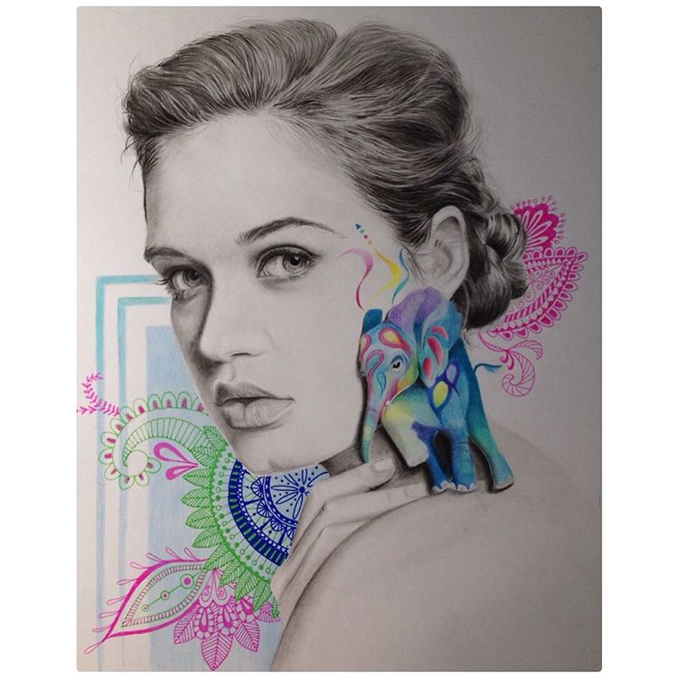 9 woman color pencil drawings by sanne