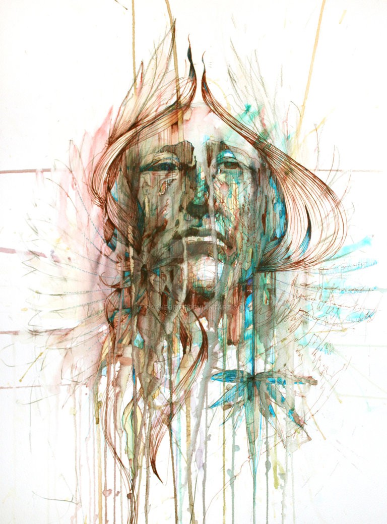 woman creative drawings by carne griffiths