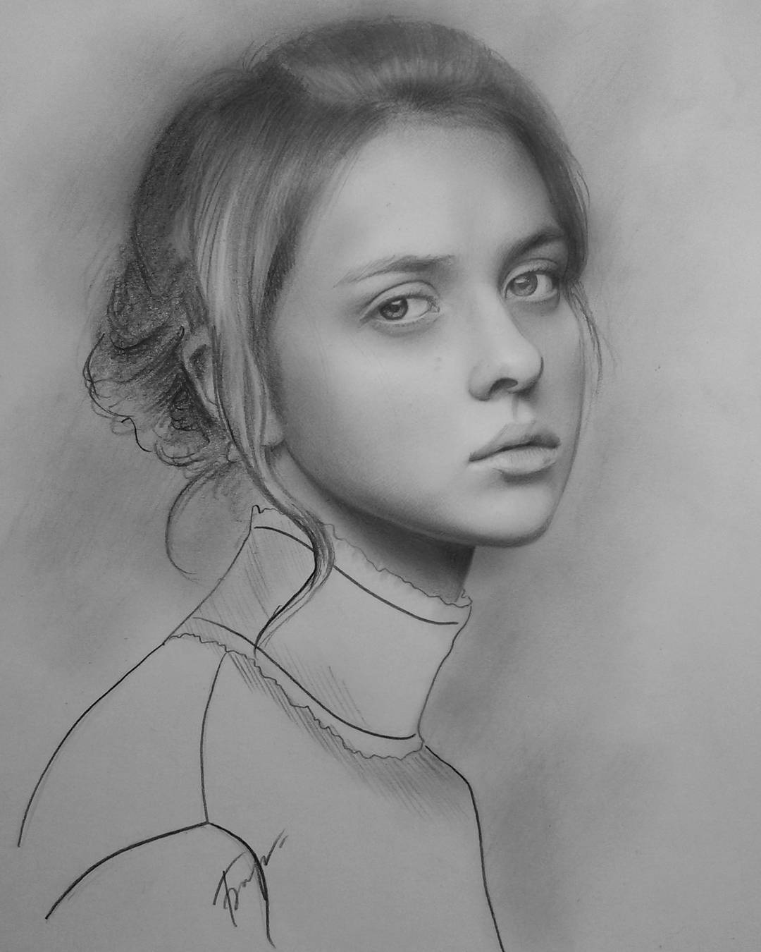 woman portrait pencil drawings by vita biryulina