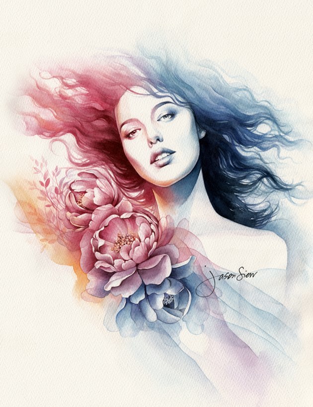 9 woman watercolor paintings by jason siew
