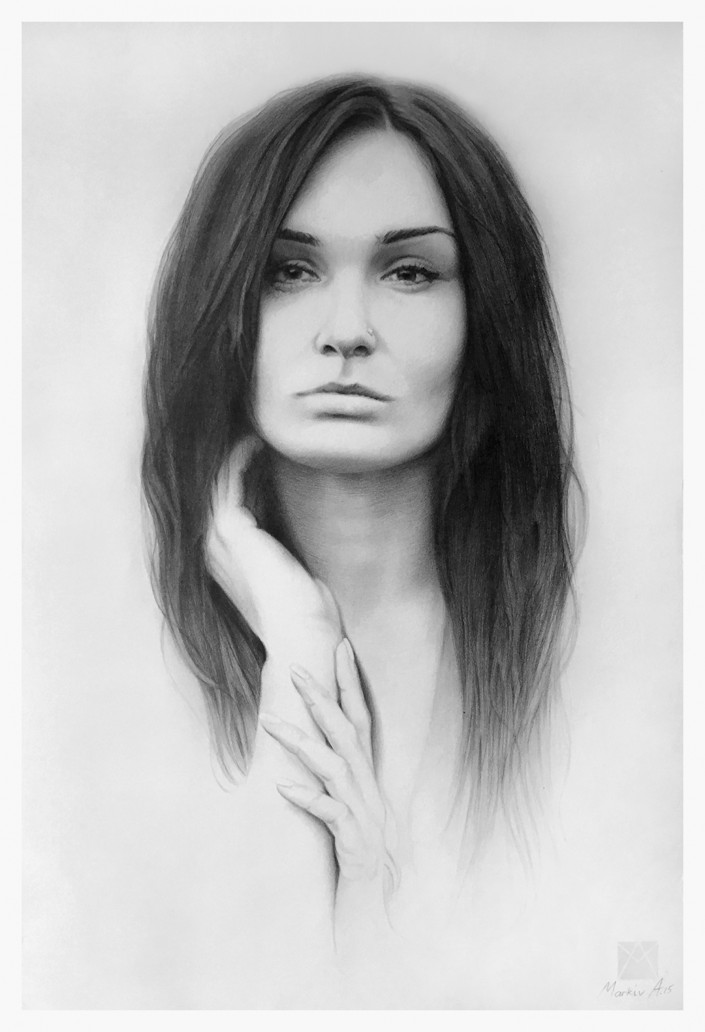 pencil drawing portrait woman sad lady andriy markiv