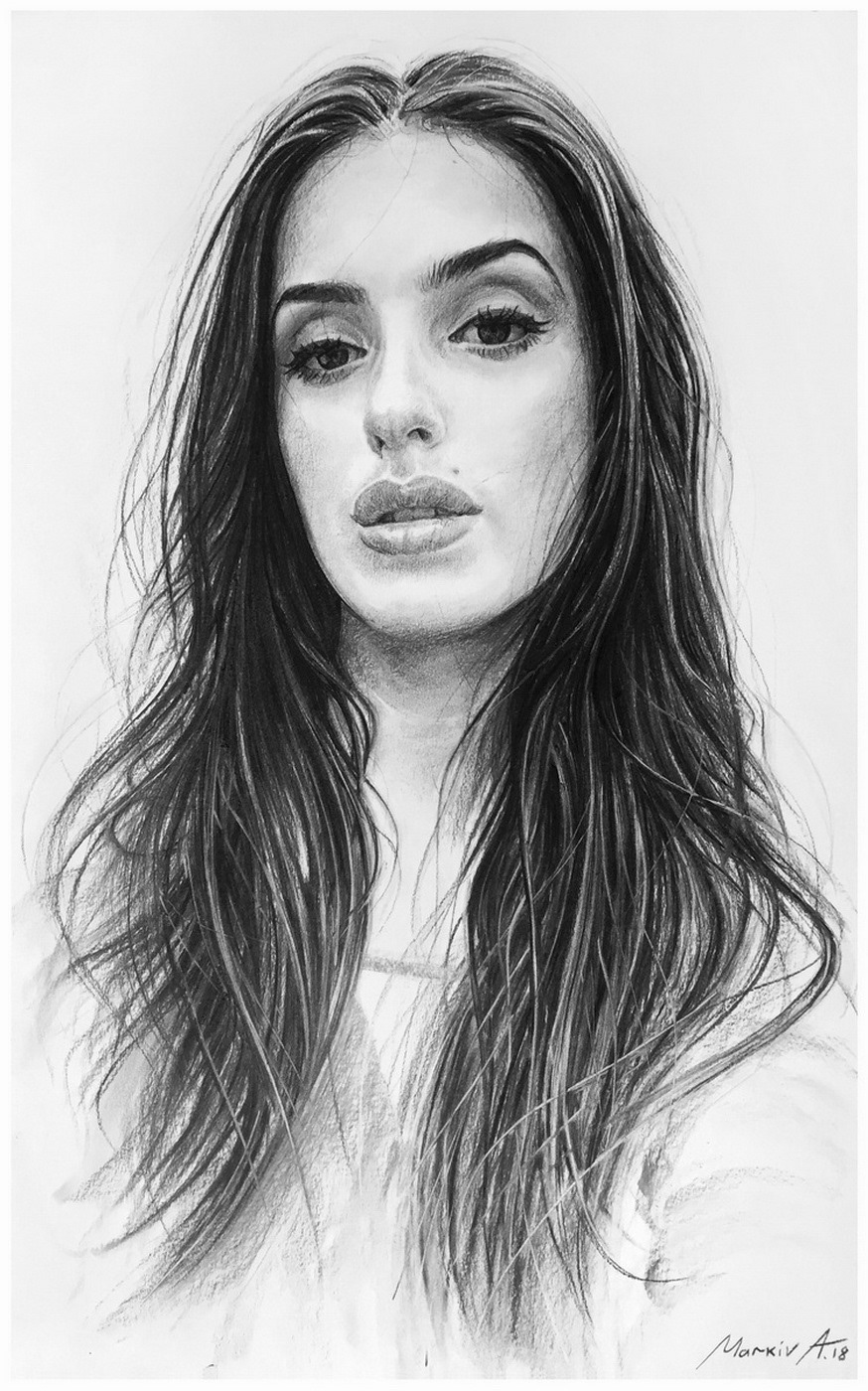 13 pencil drawing portrait woman kejda andriy markiv