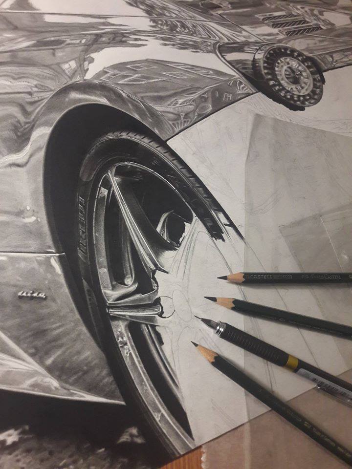 pencil drawing tire tomas ostrauskas
