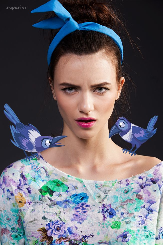 fashion photography digital illustration blue birds stanimira stefanova
