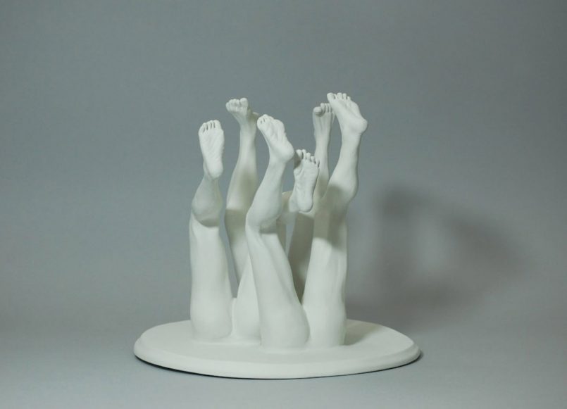 weird human sculpture legs by alessandro boezio