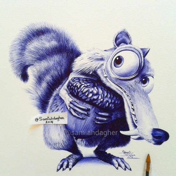 pen drawing scrat by samia h dager