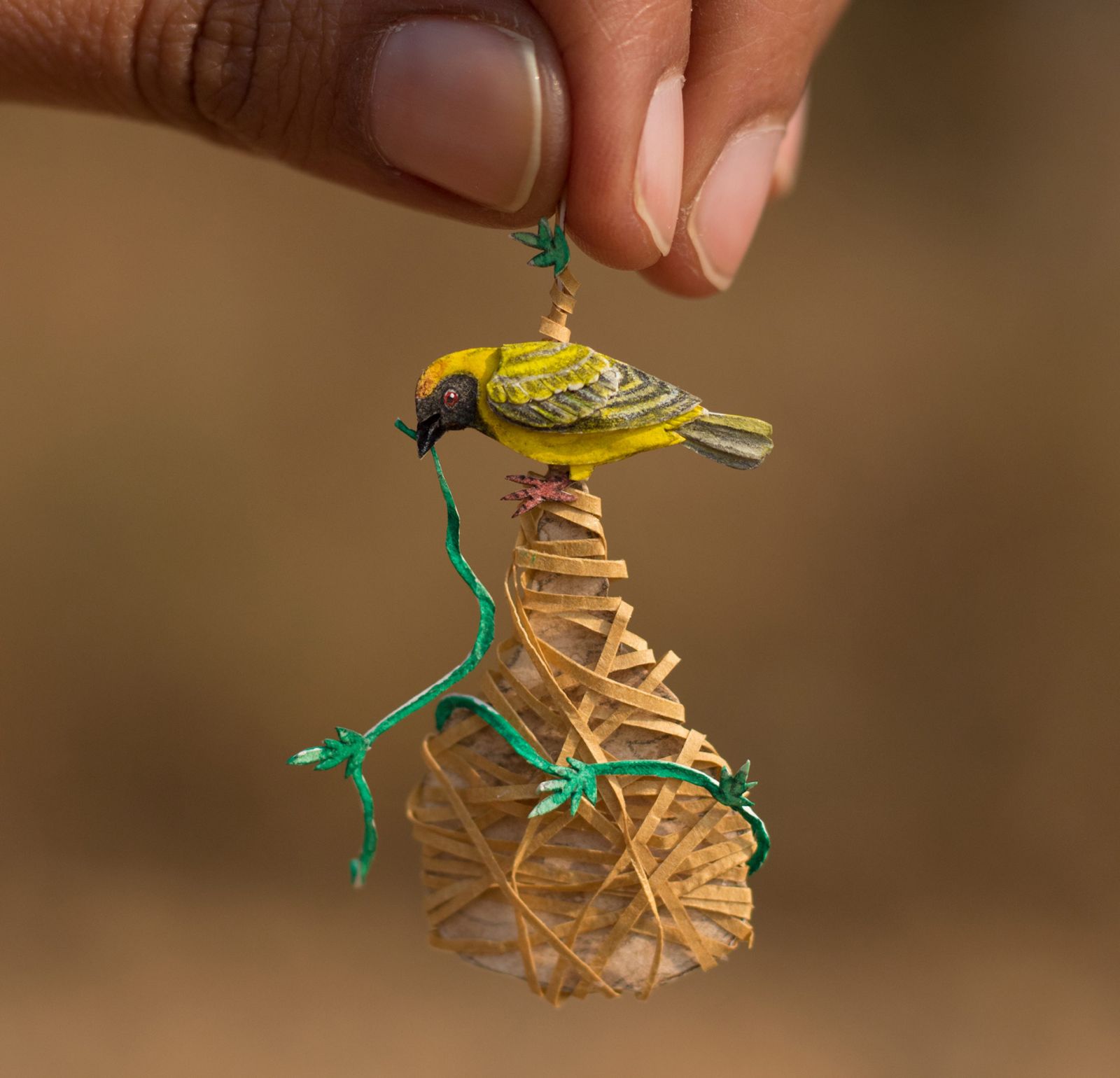miniature painting weaver bird by nayan vaishali