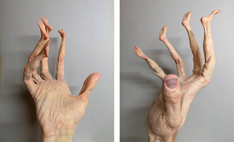 funny human sculpture hands by alessandro boezio
