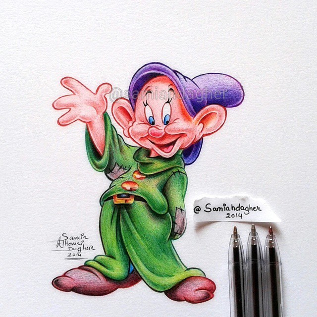 pen drawing dopey by samia h dager